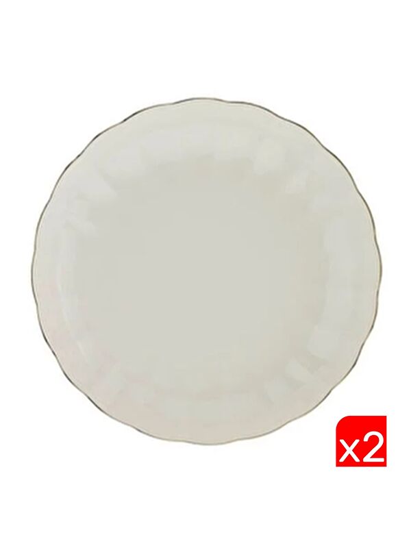 Kütahya Porselen Bone Luz Altın File Çukur Tabak 20cm 2 li