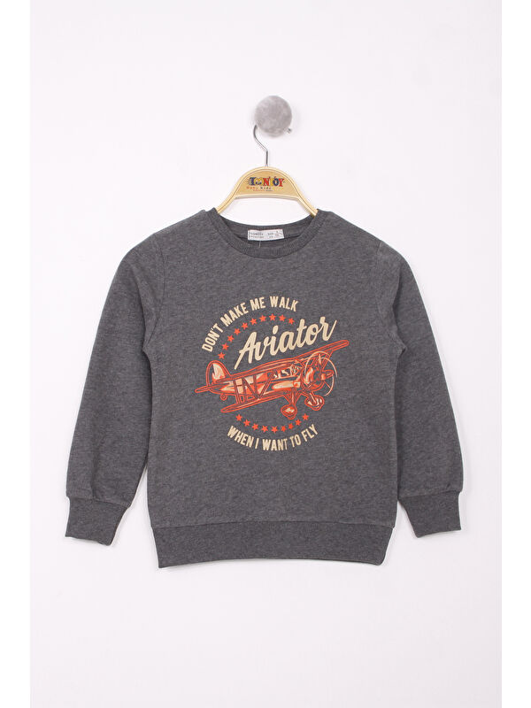 Toontoykids Erkek Çocuk Uçak Baskılı Sweatshirt