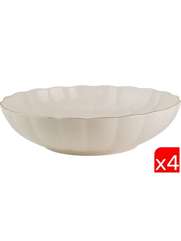 Kütahya Porselen Bone Luz Altın File Çorba Kasesi 15cm 4 lü