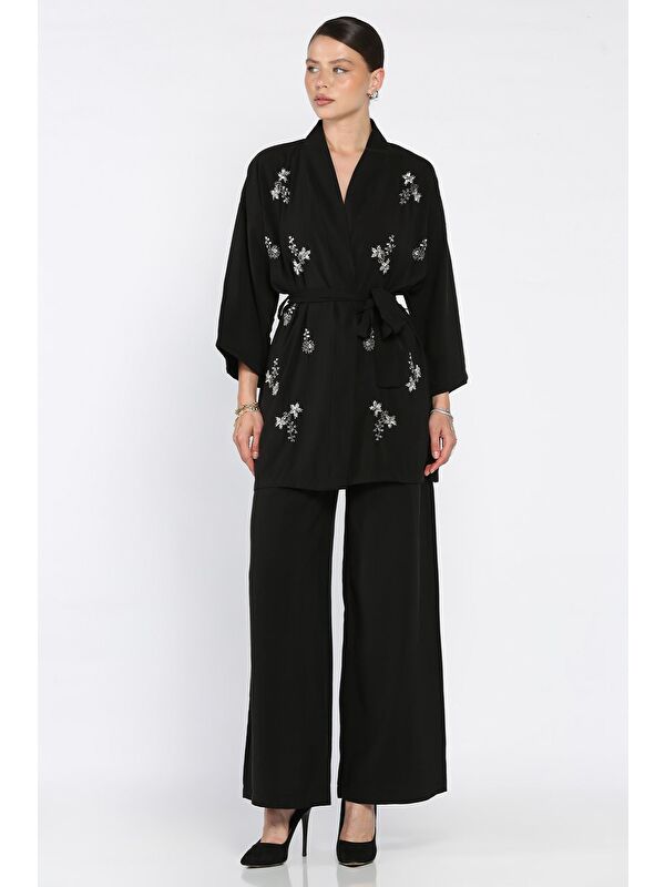 Gülseli Taşlı Kimono Pantolon İkili Takım