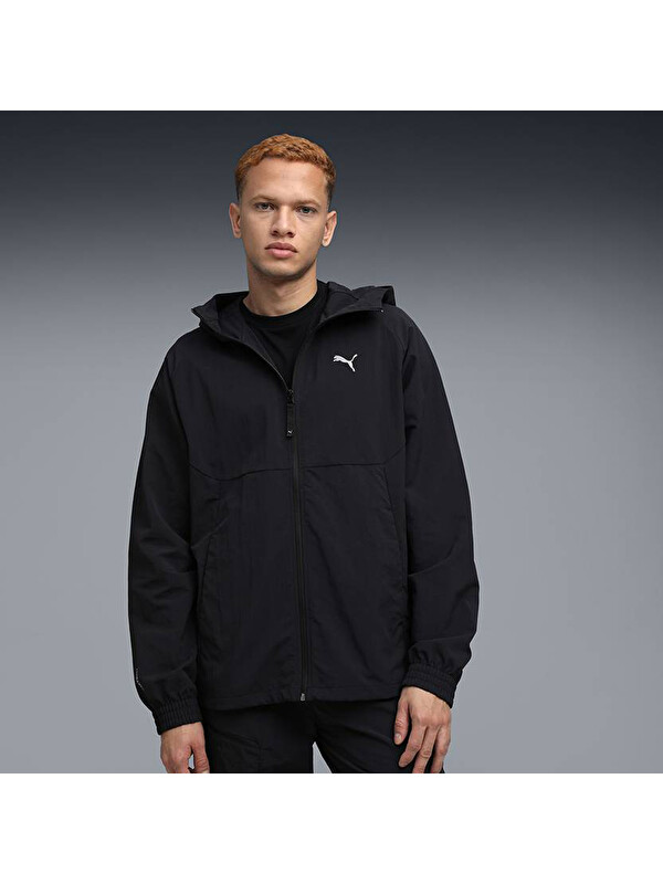 Puma tech Woven Erkek Siyah Kapüşonlu Mont