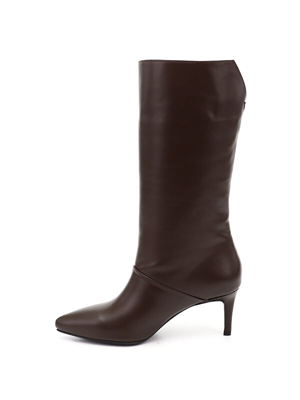 Kadın AÇIK KAHVERENGİ Platinum Fermuarlı İnce Topuklu Hakiki Deri Çizme - Görsel 4