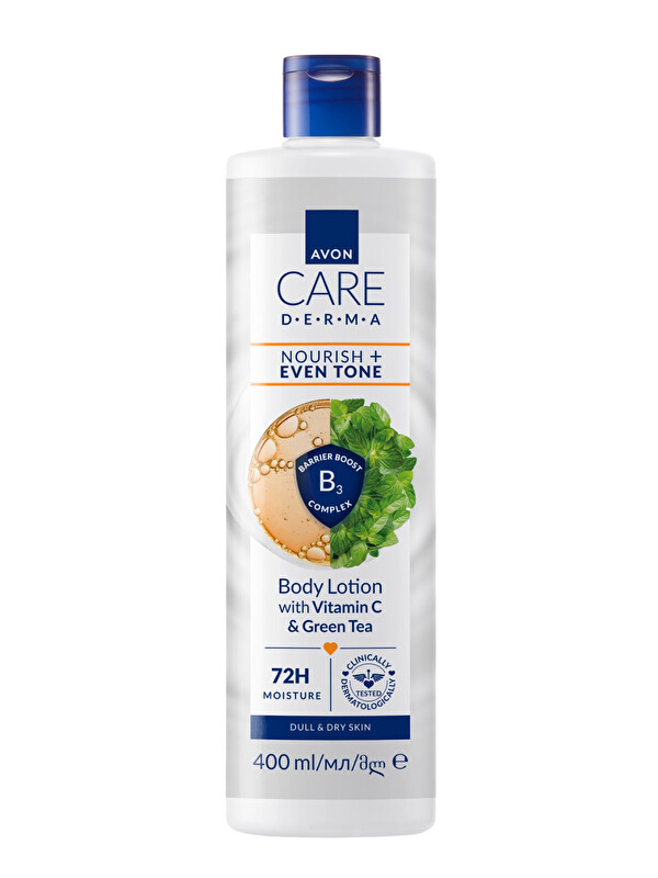 AVON Care Derma Nemlendirici + Cilt Tonu Görünümünü Eşitleyici C Vitamini ve Yeşil Çay İçeren Vücut