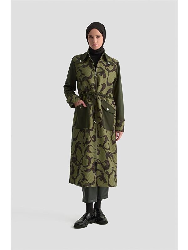 ARMİNE Desenli Kapitone Mixli Örme Giyçık 25Kd1601 Haki
