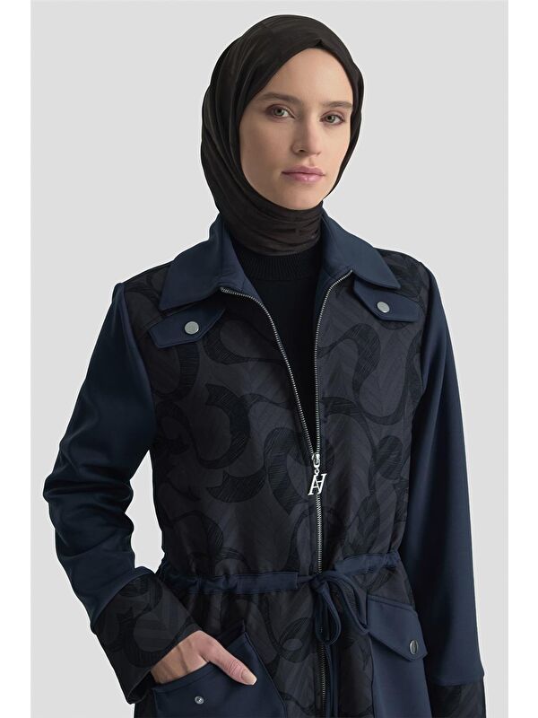 ARMİNE Desenli Kapitone Mixli Örme Giyçık 25Kd1601 Lacivert