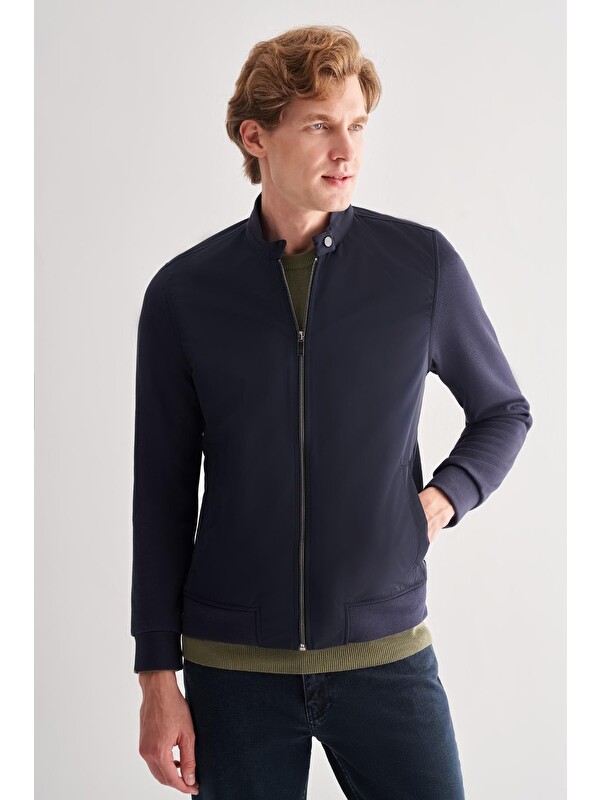 İMZA Koyu Lacivert Dik Yaka Cls Slim Fit  Mont 1007255127