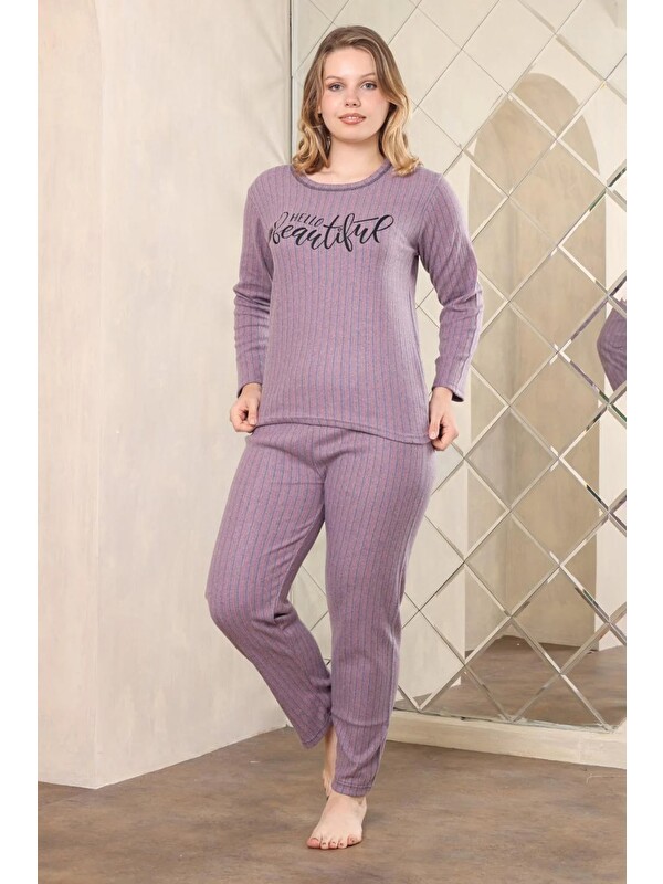 Fullamoda Dantelli Kalp Ve Çizgi Desenli Askılı Pijama Takımı
