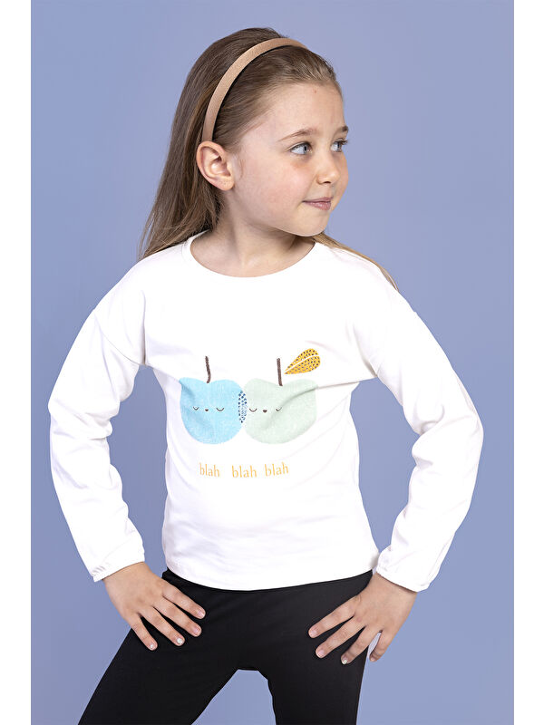 Toontoykids Kız Çocuk Baskılı Kol Ucu Lastikli Sırtı Nakış Detaylı Tişört