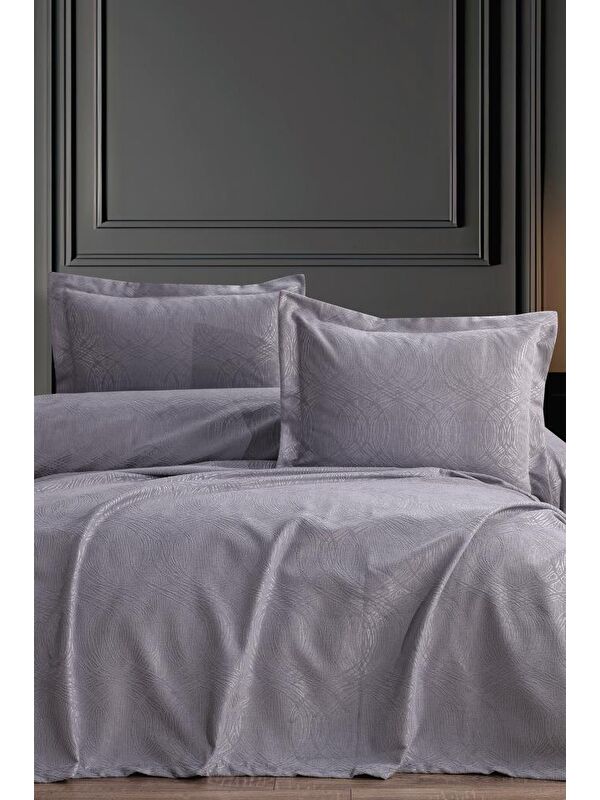Çeyiz Diyarı Aren 3 Parça Çift Kişilik Pike Takımı 240x260 Gri