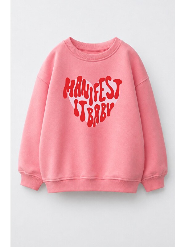 Monila Kız Çocuk 3 İplik Kumaş Baskılı Pamuklu Sweatshirt