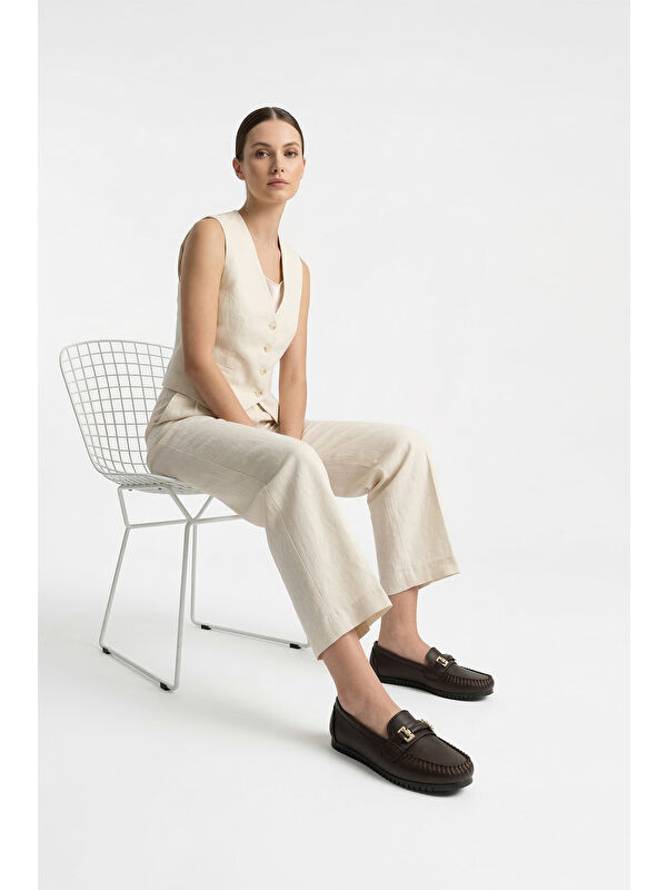 Gonderi(r) Kahverengi Gonderi(r) Taban Kadın Düz Tokalı Babet