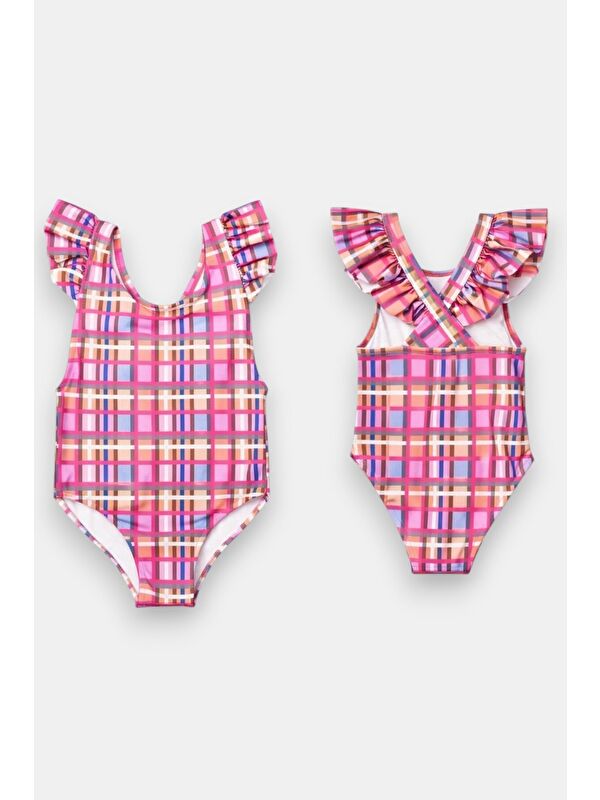 My Kids Wear Kız Çocuk Fırfır Detaylı Tasarım Çapraz Askılı Mayo 12734