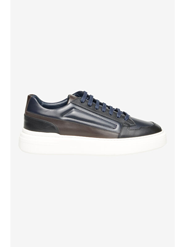 Altınyıldız Classics Erkek Lacivert %100 Deri Konforlu Rahat Taban Spor Sneaker Ayakkabı