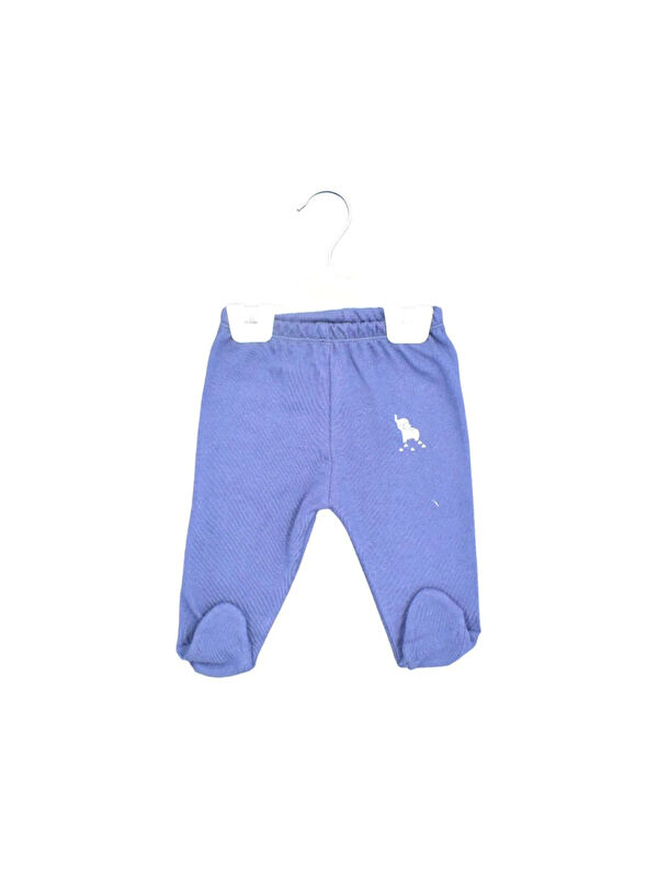AZİZ BEBE Unisex Fil Desenli Beli Lastikli Patikli Bebek Pantolonu 0 Ay - 12 Ay