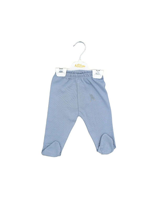 AZİZ BEBE Unisex Fil Desenli Beli Lastikli Patikli Bebek Pantolonu 0 Ay - 12 Ay