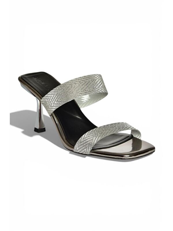 Fox Shoes Platin Kadın Topuklu Terlik Y820013834