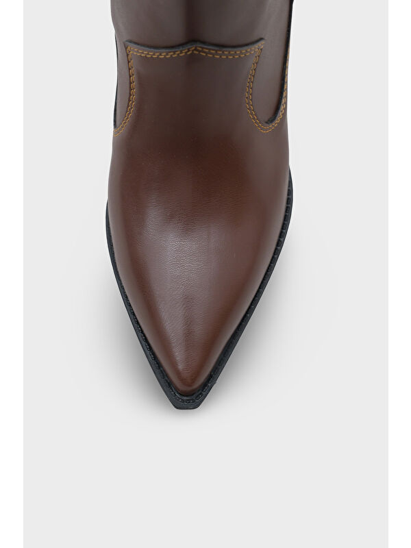 Malina Sivri Burunlu Nakışlı Kadın Kovboy Çizme - Görsel 4