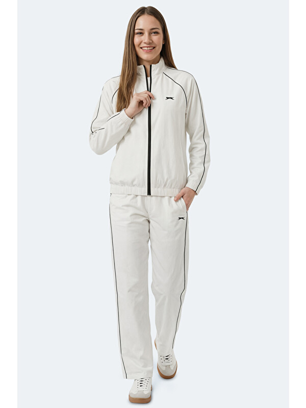SLAZENGER REVEL Kadın Dik Yaka Fermuarlı Kemik Eşofman Takımı