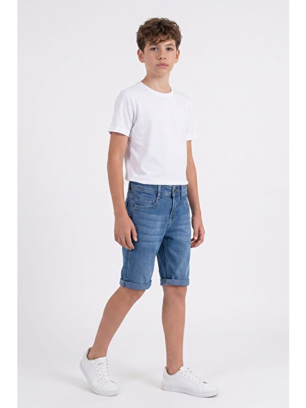 Pina Kids Erkek Çocuk  Elastanlı Jean Şort PNT6011