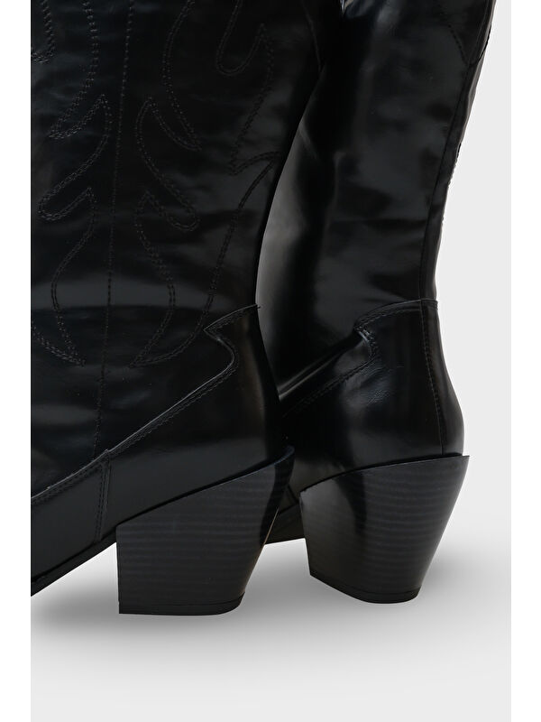 Malina Sivri Burunlu Nakışlı Kadın Kovboy Çizme - Görsel 7