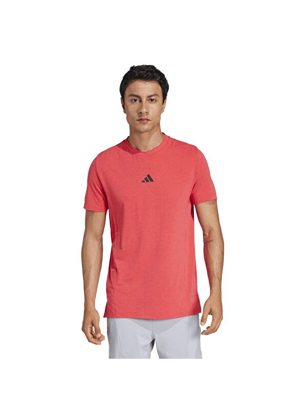 Adidas Designed For Training Erkek Kırmızı Yuvarlak Yaka Spor Tişört