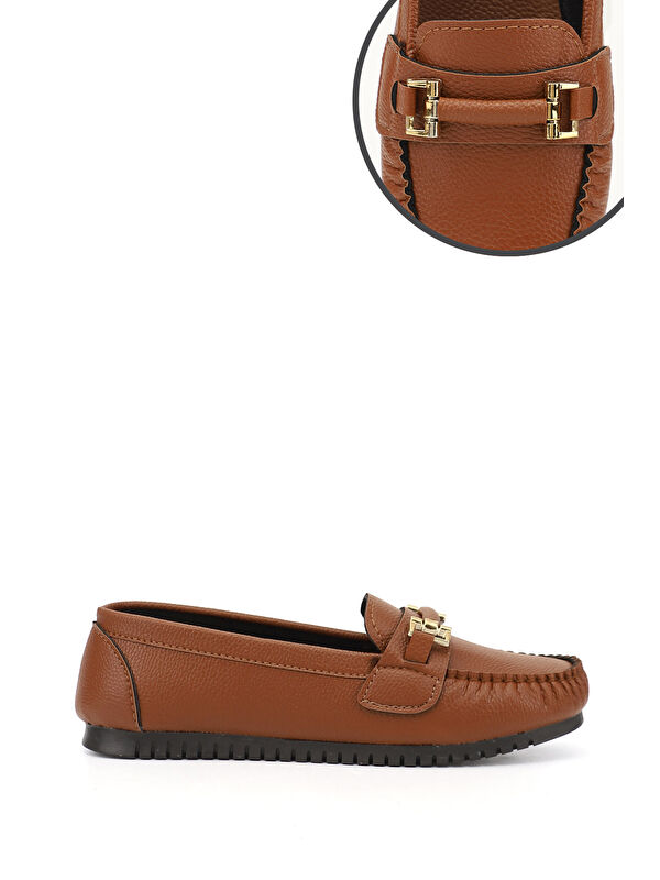 Gonderi(r) Kahverengi Gonderi(r) Taban Kadın Düz Tokalı Babet