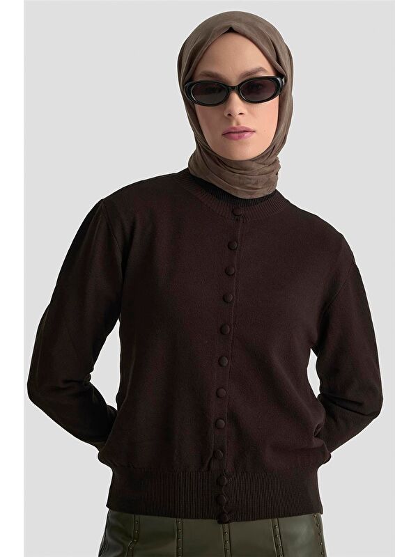 ARMİNE Düğme Detaylı Basic Hırka 25Kd7012 Siyah
