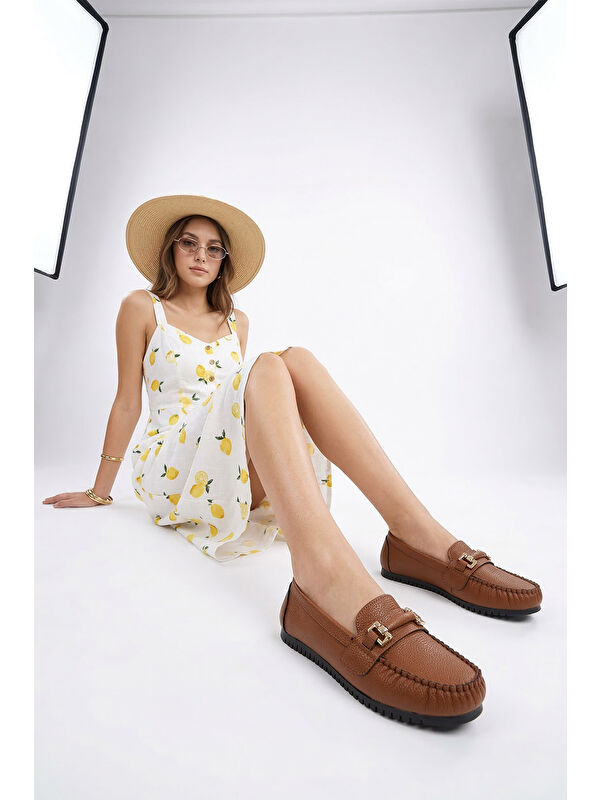 Gonderi(r) Kahverengi Gonderi(r) Taban Kadın Düz Tokalı Babet