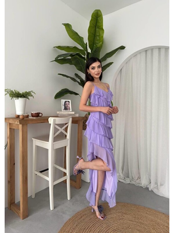Jane's Ples Yırtmaç Detaylı Elbise