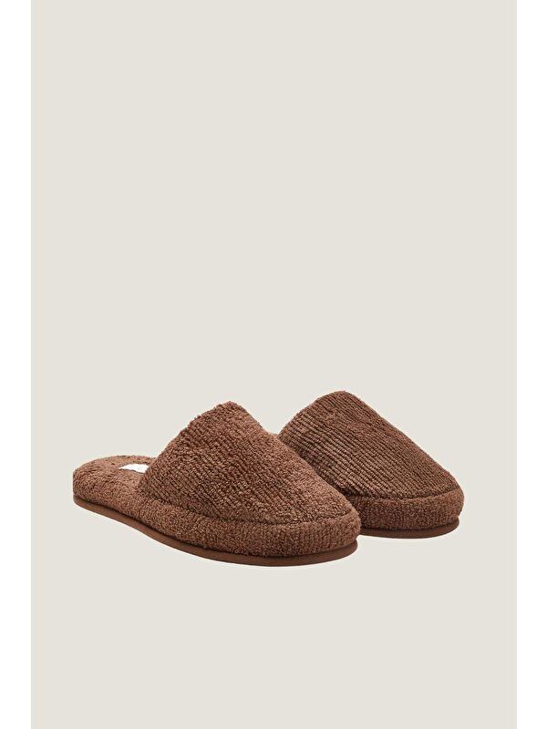 Solena %100 Pamuk Havlu Unisex Terlik Mocha - Görsel 3