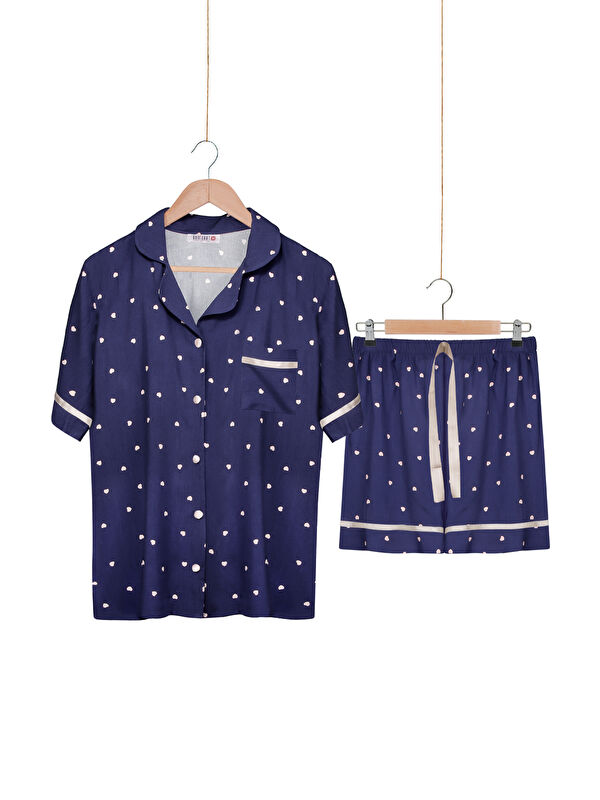 Dominant Kadın %100 Dokuma Viskon Düğmeli Şortlu Pijama Takım