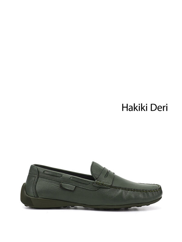 GÖNDERİ(R) Erkek HAKİ-YEŞİL Rok Hakiki Deri Loafer Ayakkabı