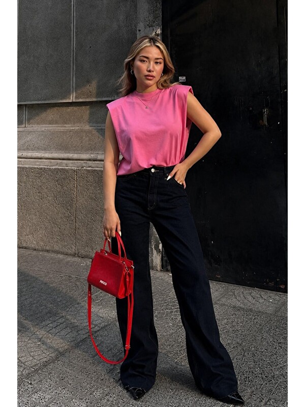 Madmext Pembe Vatkalı Tişört Mg900