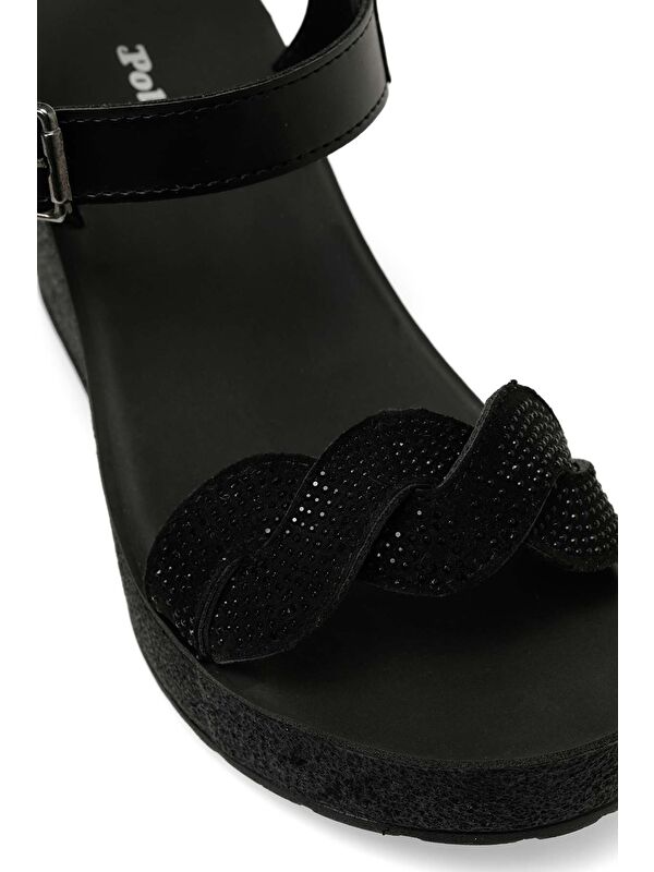 323169.Z 4FX Siyah Kadın Dolgu Topuk Sandalet - Görsel 8