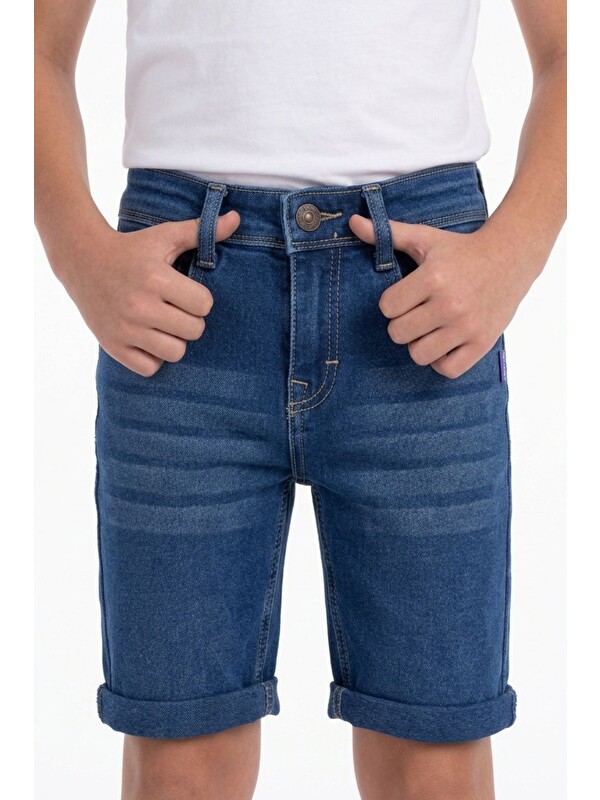 Pina Kids Erkek Çocuk  Elastanlı Jean Şort PNT6011