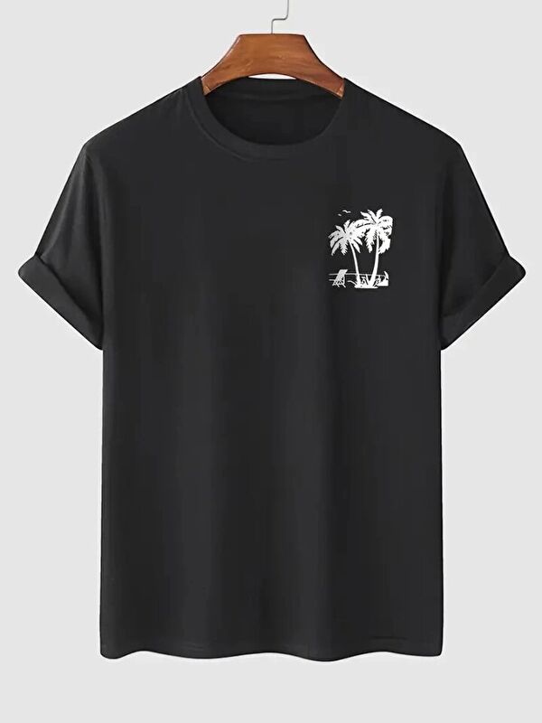 Jane's Baskılı Oversize Bisiklet Yaka T-shirt - Siyah