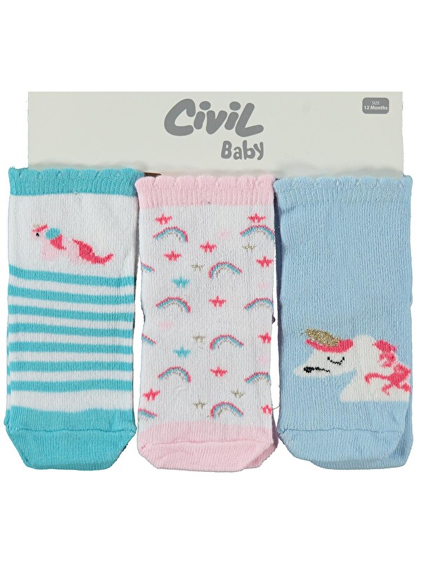 Civil Baby 3'lü 6- Bebek Kız Çorap Set - Standart