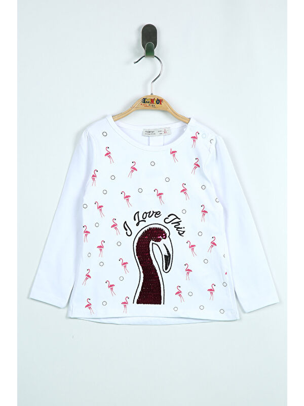Toontoykids Kız Bebek Flamingo Nakışlı T-Shirt