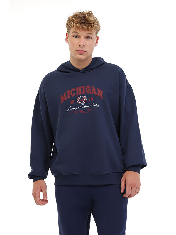 Lumberjack ML ADE 16BLO-04 5PR Lacivert Erkek Kapüşonlu Sweatshirt