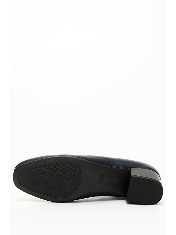 KOYU LACİVERT Hakiki Deri Küt Burun Kısa Kalın Topuklu Püsküllü Kadın Ayakkabı 13313 - Görsel 6