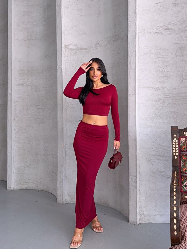 carla10 Sandy Kumaş Etek Bluz Takım