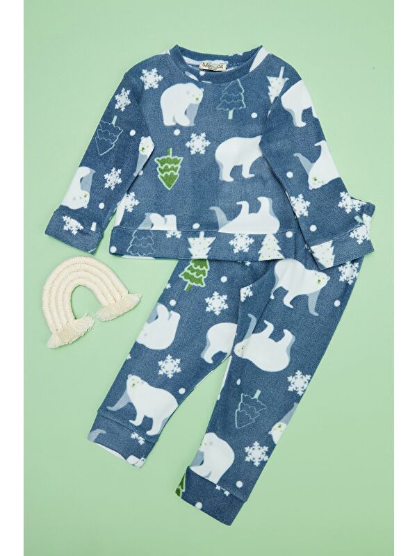 Fullamoda Kutup Ayısı Desenli Polar Unisex Çocuk Pijama Takımı