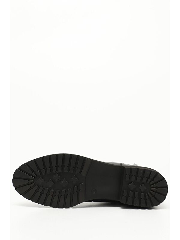 KOYU LACİVERT Hakiki Deri Yuvarlak Burun Kauçuk Taban Topuklu Fermuarlı Kadın Günlük Bot 46460 - Görsel 5