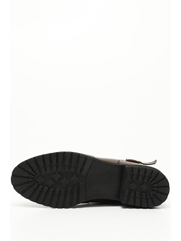 KIZIL KAHVERENGİ Hakiki Deri Yuvarlak Burun Kauçuk Taban Topuklu Fermuarlı Kadın Günlük Bot 46460 - Görsel 5