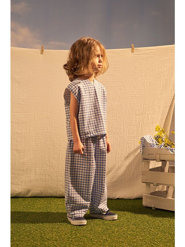 Oh La La Koala For Little Ones Mavi Daisy Picnic Serisi Balon Pantolonlu İkili Takim
