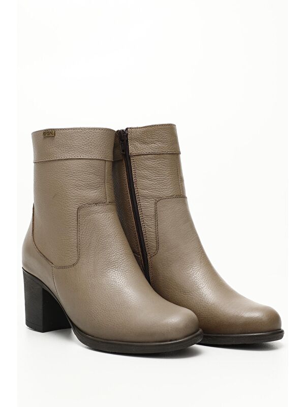 Gonderi(r) Siyah Gonderi(r) Hakiki Deri Kadın Fermuarlı Topuklu Bot