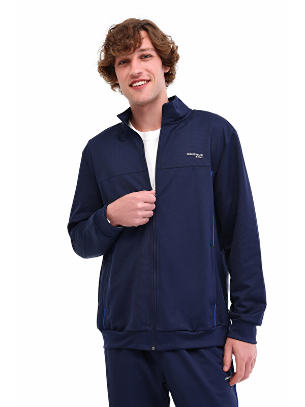 Lumberjack ML FALL 18ITL705 5PR Lacivert Erkek Fermuarlı Sweatshirt Hırka