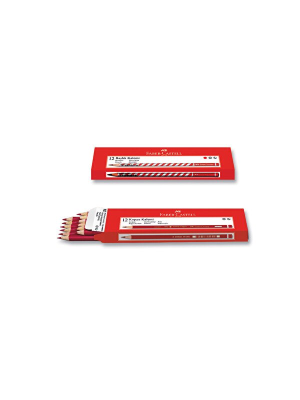 Faber-Castell 12'li Kırmızı Kopya Kalemi, Yüksek Kaliteli Mine, Kırılmaya Dayanıklı Uç, Ergonomik Gövde