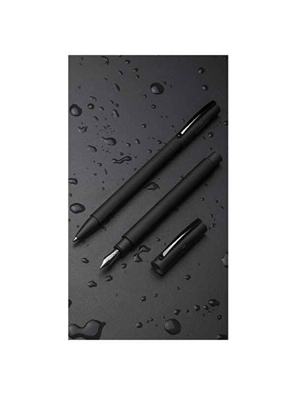 Faber-Castell Ambition All Black Tükenmez Kalem, M Uç, Çevirme Mekanizmalı, Krom Kapak, Siyah Refil