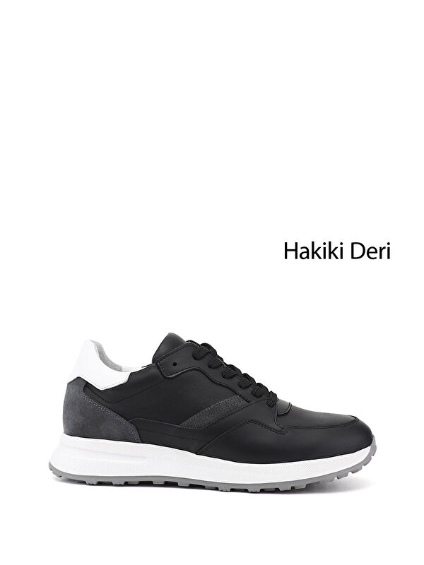 GÖNDERİ(R) Erkek SİYAH Bağcıklı Hakiki Deri Comfort Sneaker